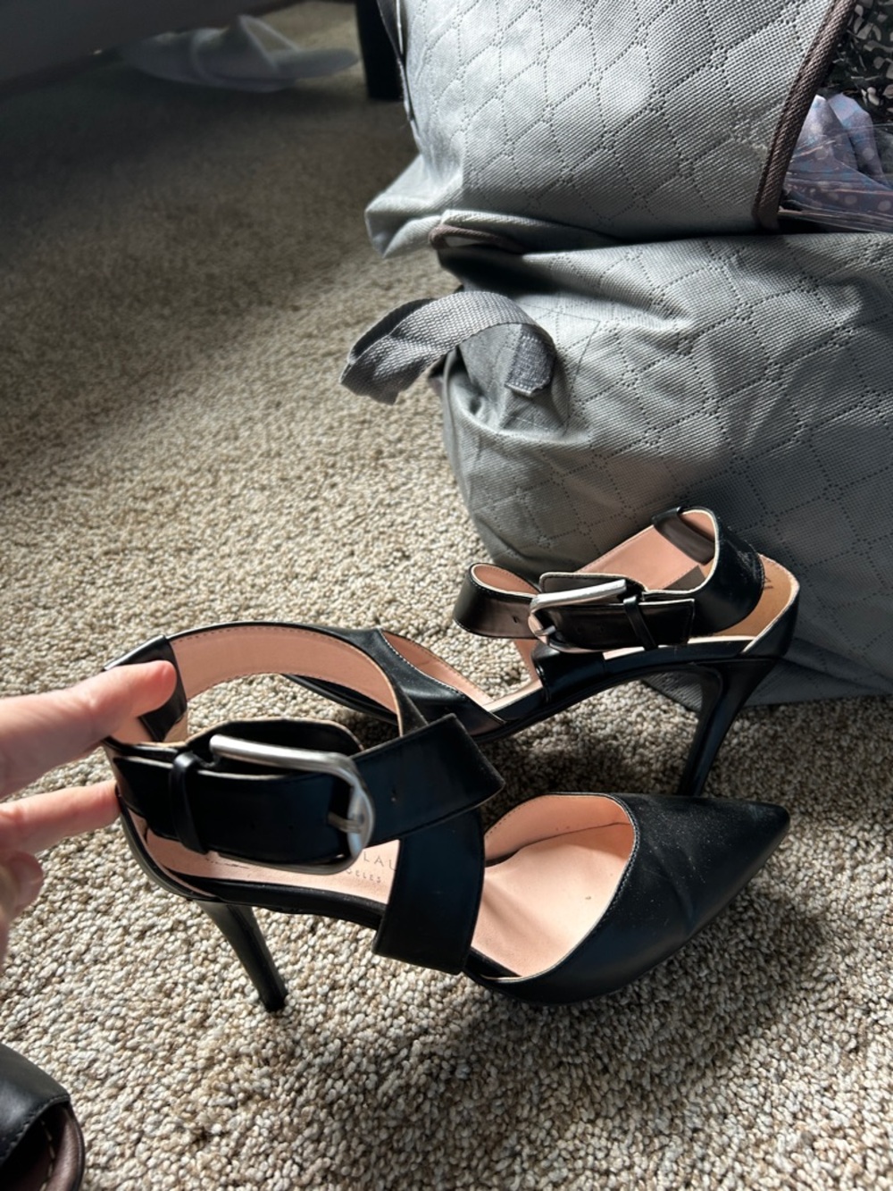Chinese Laundry Black Pointed-Toe Stiletto Heels with Buckle Straps